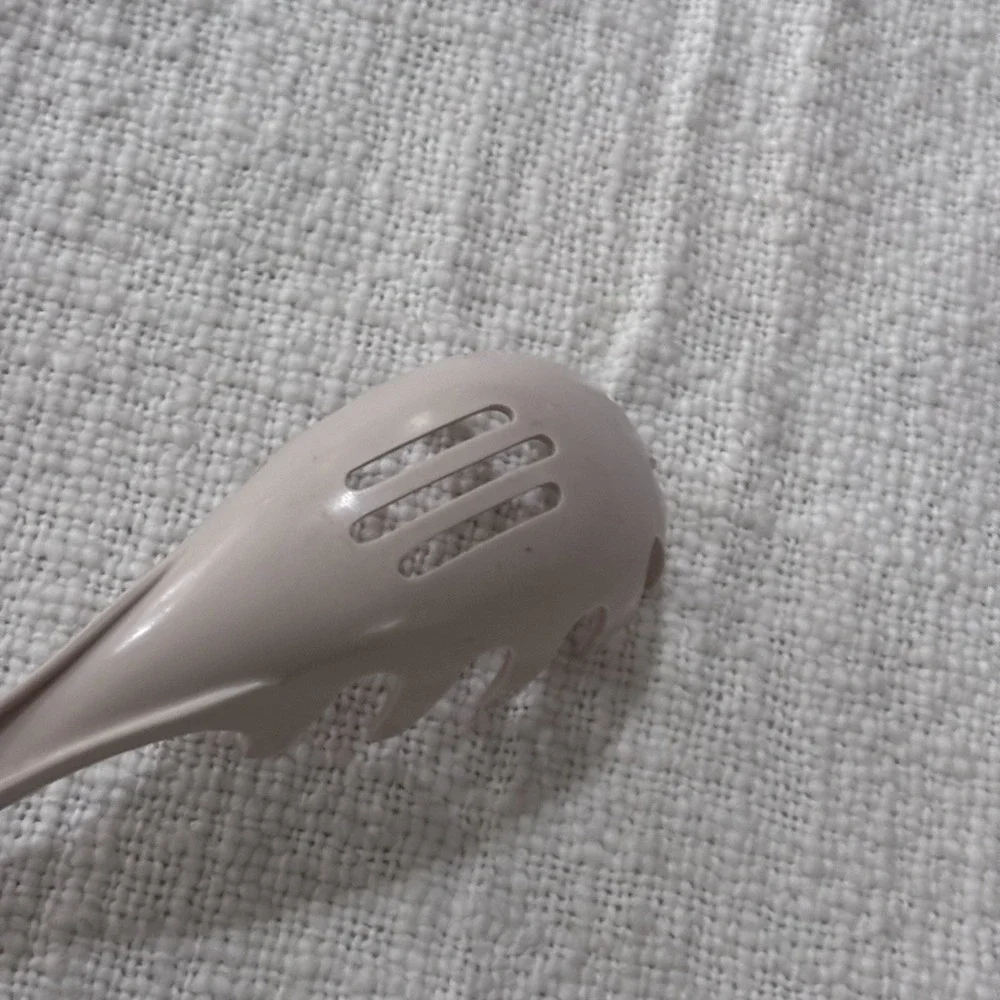 Ekco Slotted Pasta Spoon Vintage Dishwasher Safe USA Almond Serving Utensil Food
